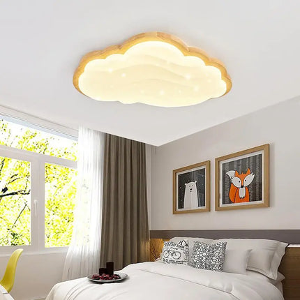 Plafonnier LED Nuage en Acrylique et Bois, Ambiance Chaleureuse pour Intérieur