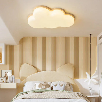Plafonnier LED Nuage en Acrylique et Bois, Ambiance Chaleureuse pour Intérieur
