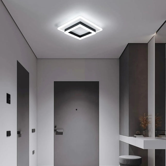 Plafonnier carré LED moderne en acrylique blanc 6500K pour intérieur