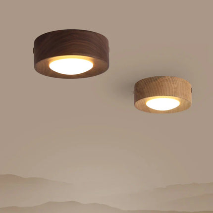 Plafonnier en bois de noyer et frêne LED pour salon et chambre