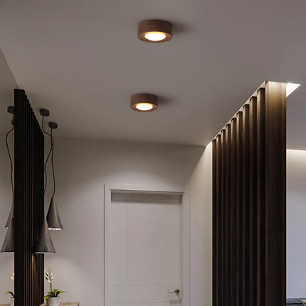 Plafonnier en bois de noyer et frêne LED pour salon et chambre