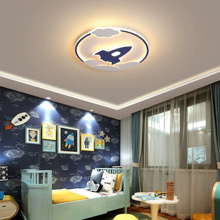 Plafonnier moderne minimaliste LED design baleine et fusée pour chambre d'enfant