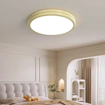 Plafonnier rond Bauhaus vert en métal LED pour ambiance cosy