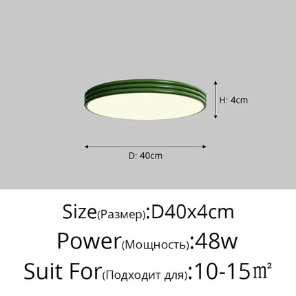Plafonnier rond Bauhaus vert en métal LED pour ambiance cosy