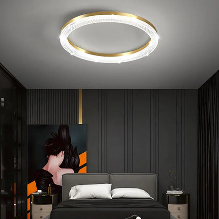 Plafonnier LED Design Nordique en Métal Doré, Luminaire Dimmable pour Chambre et Cuisine