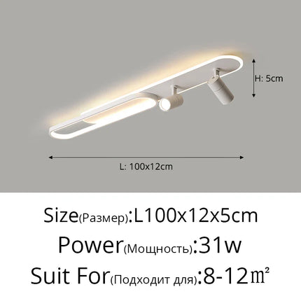 Plafonnier LED moderne avec projecteur or pour chambre et bureau