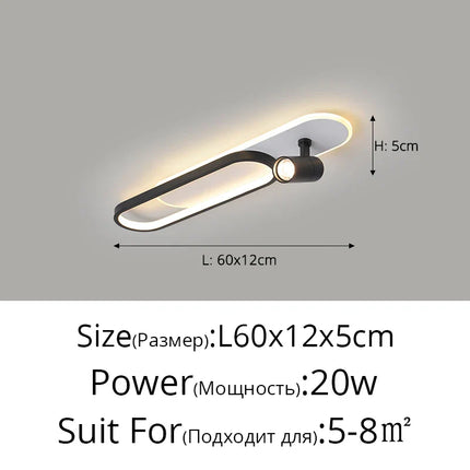 Plafonnier LED moderne avec projecteur or pour chambre et bureau