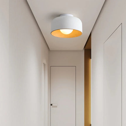 Plafonnier LED moderne minimaliste en métal noir, lumière chaude, diamètre 22 cm