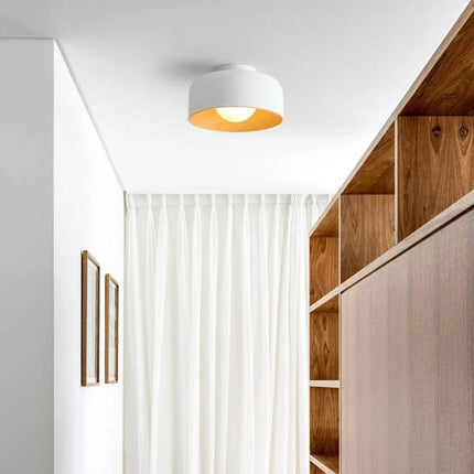 Plafonnier LED moderne minimaliste en métal noir, lumière chaude, diamètre 22 cm