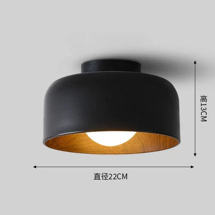 Plafonnier LED moderne minimaliste en métal noir, lumière chaude, diamètre 22 cm