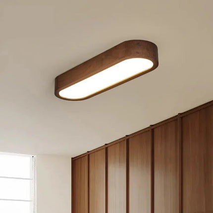 Plafonnier LED nordique en bois 120 cm pour salon et couloir, lumière chaude