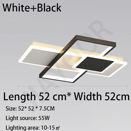 Plafonnier LED moderne en acier poli avec télécommande, lumière chaude pour salon et cuisine