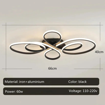 Plafonnier LED moderne à intensité variable avec télécommande, design métal et aluminium, éclairage chaleureux pour salon et salle à manger