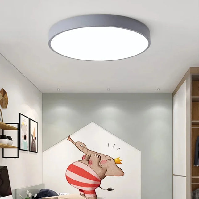 Plafonnier LED circulaire minimaliste en métal et acrylique, design moderne pour salon et bureau