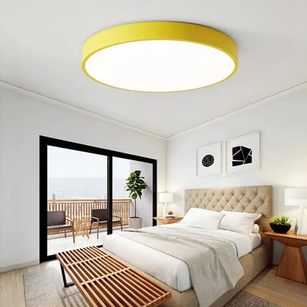 Plafonnier LED circulaire minimaliste en métal et acrylique, design moderne pour salon et bureau