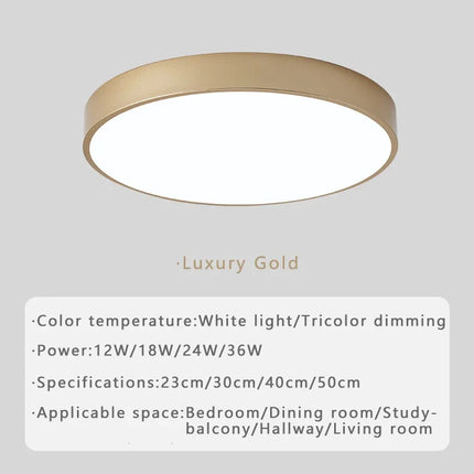 Plafonnier LED circulaire minimaliste en métal et acrylique, design moderne pour salon et bureau