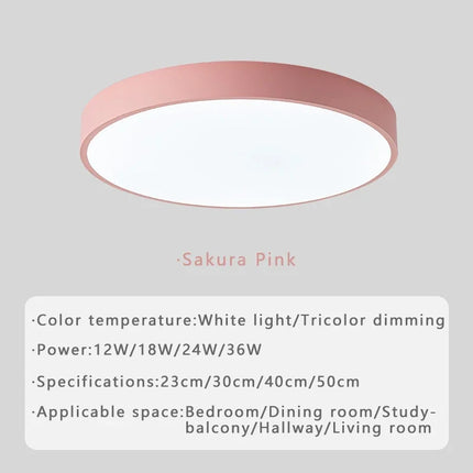 Plafonnier LED circulaire minimaliste en métal et acrylique, design moderne pour salon et bureau