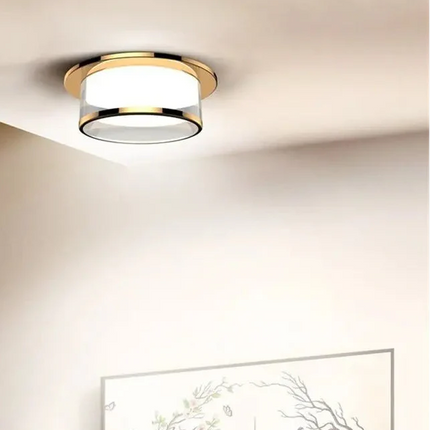 Plafonnier LED intégré en cristal et verre pour ambiance moderne et cosy