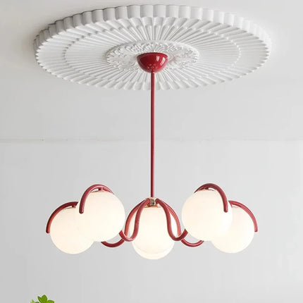 Plafonnier suspendu haricot magique en verre et métal, style crème français, lumière chaleureuse