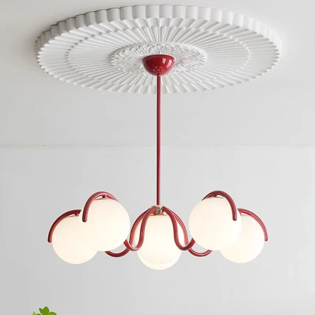 Plafonnier suspendu haricot magique en verre et métal, style crème français, lumière chaleureuse