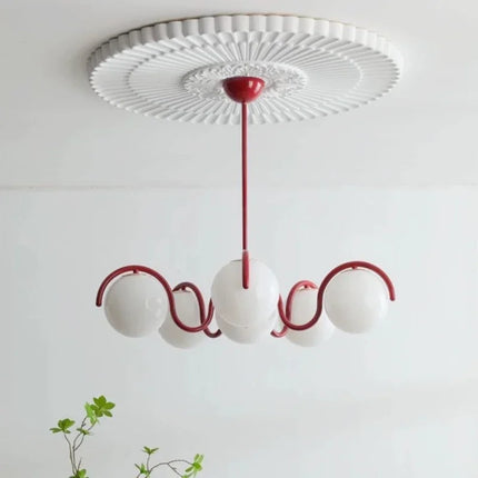 Plafonnier suspendu haricot magique en verre et métal, style crème français, lumière chaleureuse