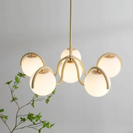 Plafonnier suspendu haricot magique en verre et métal, style crème français, lumière chaleureuse