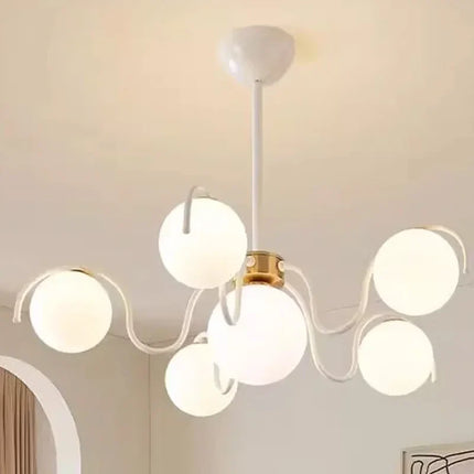 Plafonnier suspendu haricot magique en verre et métal, style crème français, lumière chaleureuse