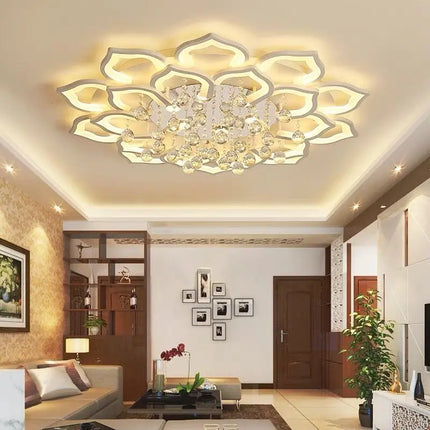 Plafonnier lustre moderne en cristal LED pour salon et cuisine