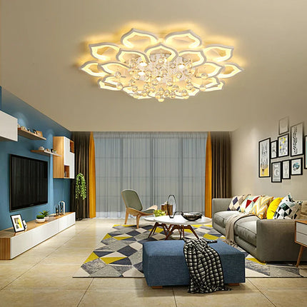 Plafonnier lustre moderne en cristal LED pour salon et cuisine