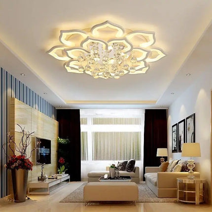 Plafonnier lustre moderne en cristal LED pour salon et cuisine