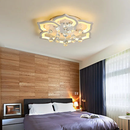 Plafonnier lustre moderne en cristal LED pour salon et cuisine