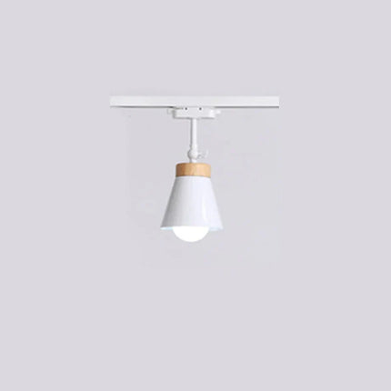 Plafonnier LED sur Rail Nordique en Fer et Bois, Éclairage Moderne Salon