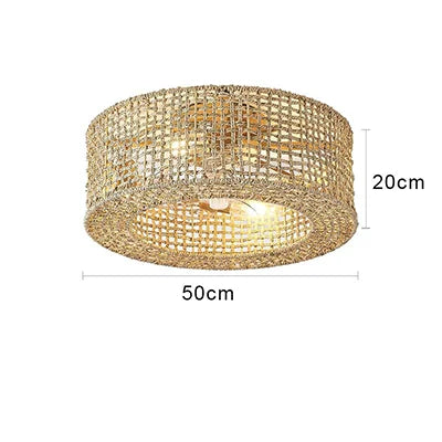 Plafonnier ventilateur de plafond bohème en bambou avec lumière et télécommande