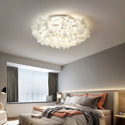 Plafonnier suspension pétale design italien en PVC blanc, lumière chaude romantique