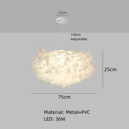 Plafonnier suspension pétale design italien en PVC blanc, lumière chaude romantique