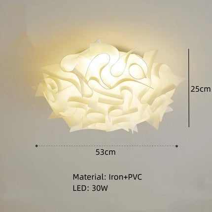 Plafonnier suspension pétale design italien en PVC blanc, lumière chaude romantique