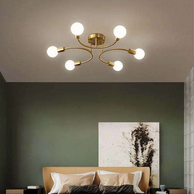 Plafonnier industriel nordique LED en fer noir pour salon et chambre