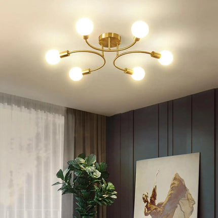 Plafonnier industriel nordique LED en fer noir pour salon et chambre