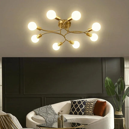 Plafonnier industriel nordique LED en fer noir pour salon et chambre