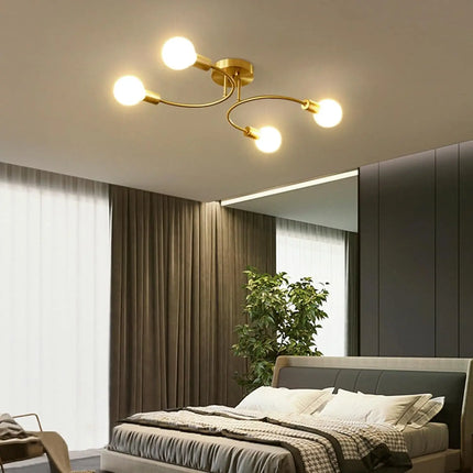 Plafonnier industriel nordique LED en fer noir pour salon et chambre