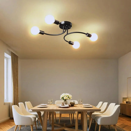 Plafonnier industriel nordique LED en fer noir pour salon et chambre