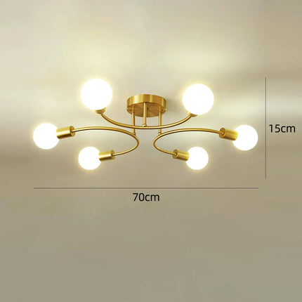 Plafonnier industriel nordique LED en fer noir pour salon et chambre