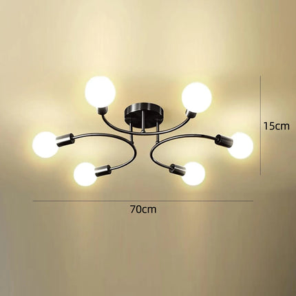 Plafonnier industriel nordique LED en fer noir pour salon et chambre