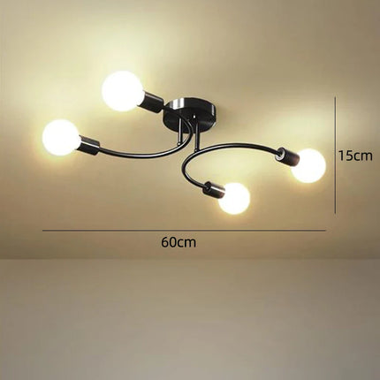 Plafonnier industriel nordique LED en fer noir pour salon et chambre