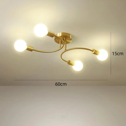 Plafonnier industriel nordique LED en fer noir pour salon et chambre
