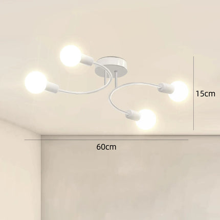 Plafonnier industriel nordique LED en fer noir pour salon et chambre