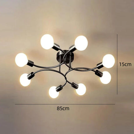 Plafonnier industriel nordique LED en fer noir pour salon et chambre