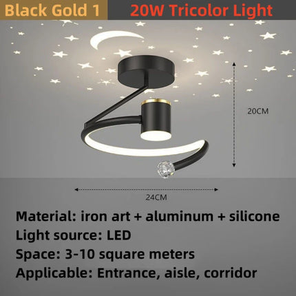 Plafonnier LED 20W Nordique Créatif Étoile Ciel en Acrylique pour Couloir et Chambre