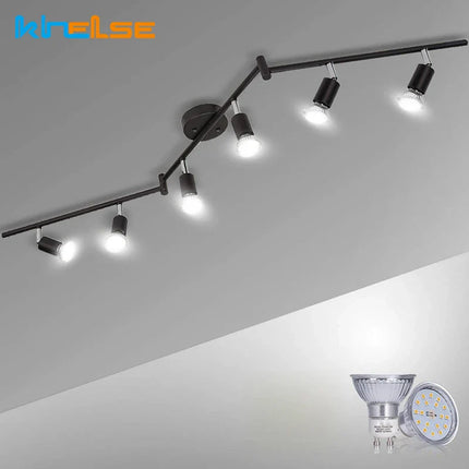 Plafonnier LED 4/6 têtes rotatif 360° en chrome poli, éclairage intérieur GU10
