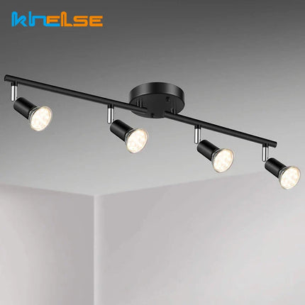 Plafonnier LED 4/6 têtes rotatif 360° en chrome poli, éclairage intérieur GU10